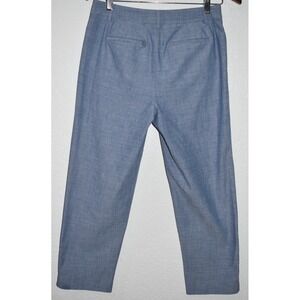 Talbots 6 Perfect Crop Pants Chambray Blue Pockets 100% Cotton Capri Career
